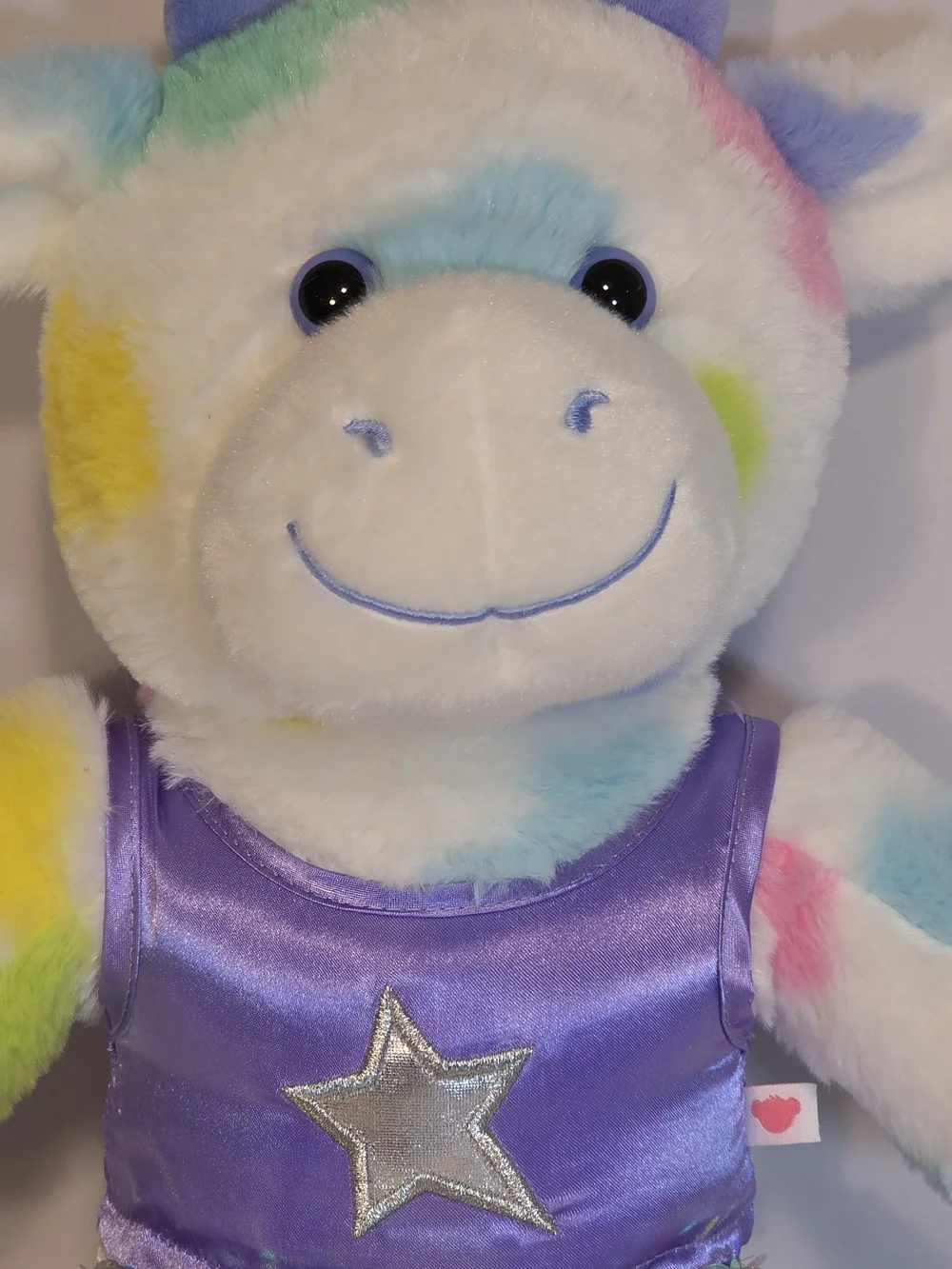 Build A Bear Colorful Splatter Cow Plush Rainbow Pastel Spotted With Outfit